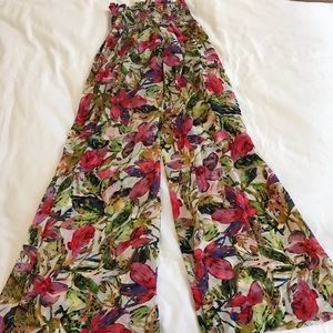 Floral wide leg pants
